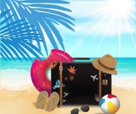 Travel template with trolley case vector 02