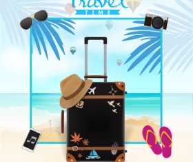 Travel template with trolley case vector 03