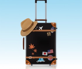 Travel template with trolley case vector 07
