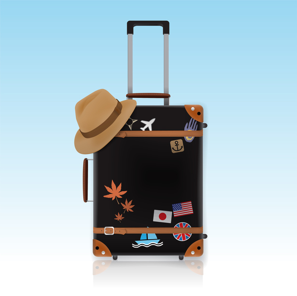 Travel template with trolley case vector 07