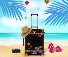 Travel template with trolley case vector 08