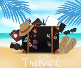Travel template with trolley case vector 09