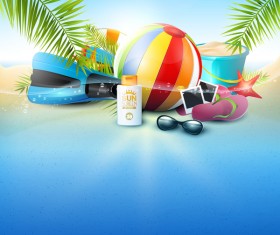 Tropical beach underwater background vector 01