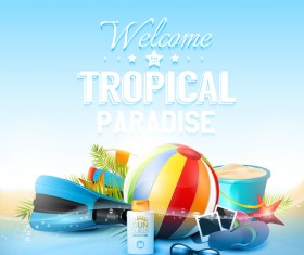 Tropical beach underwater background vector 03