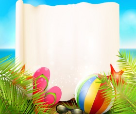 Tropical paradise travel with paper background vector 02