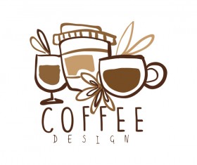 Vintage coffee emblem hand drawing vector 05