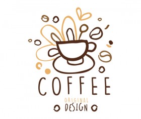 Vintage coffee emblem hand drawing vector 06