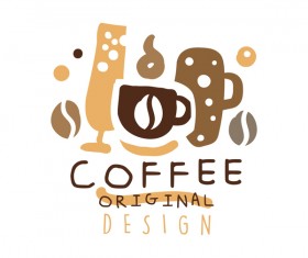 Vintage coffee emblem hand drawing vector 07