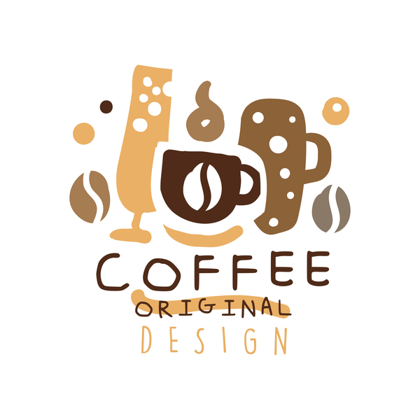 Vintage coffee emblem hand drawing vector 07