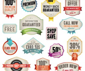 Vintage ribbon labels set vector
