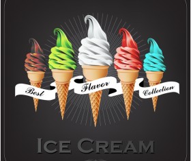Vintage summer background with ice cream vector