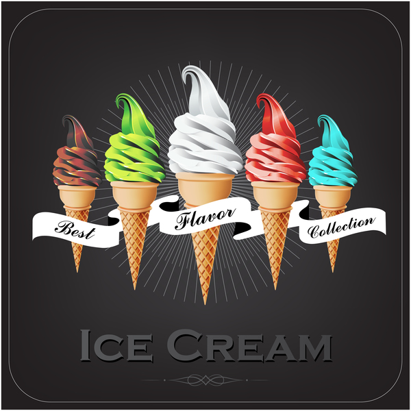 Vintage summer background with ice cream vector