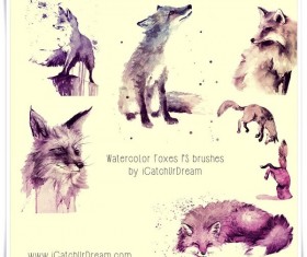 Watercolor Foxes Photoshop Brushes