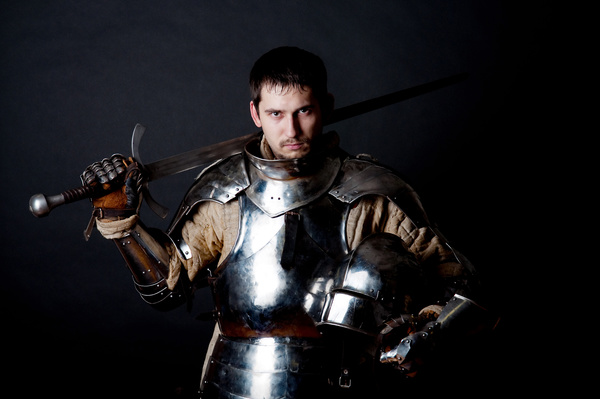 Wearing a knight armor Stock Photo 01