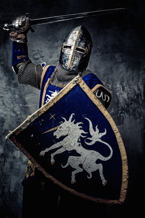 Wearing a knight armor Stock Photo 10