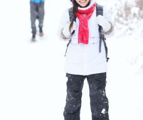 Winter hiker Stock Photo