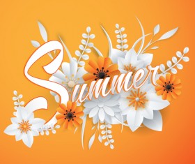 Yellow summer background with flower vector