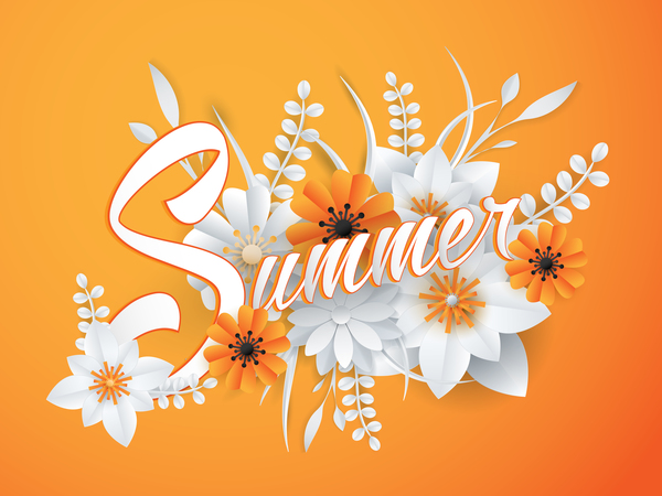 Yellow summer background with flower vector