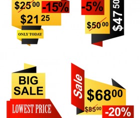 Yellow with red origami sale banners vector