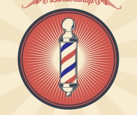 barbershop light with retro badge vector 01