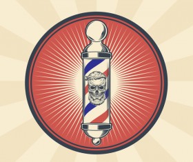 barbershop light with retro badge vector 02