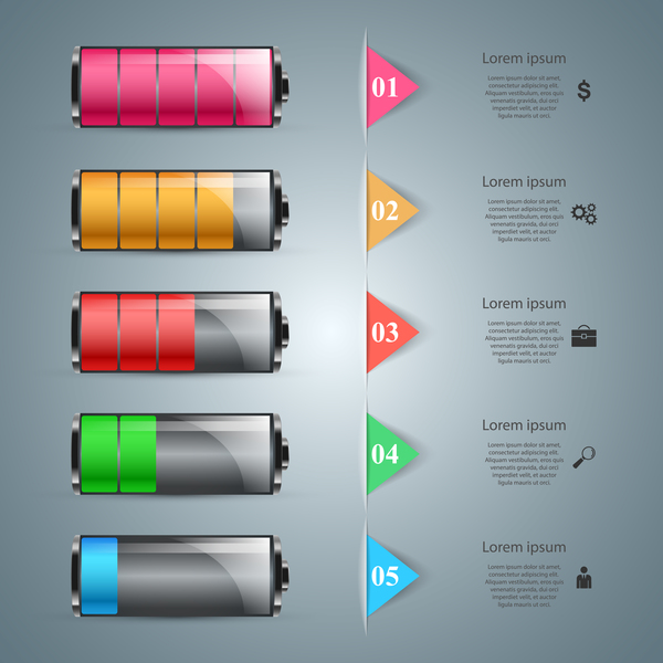 battery five infographic vector