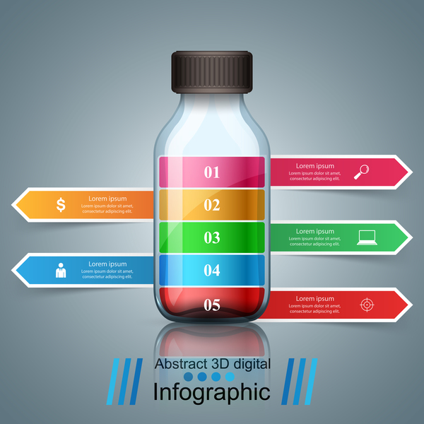 bottle with paper infographic vector
