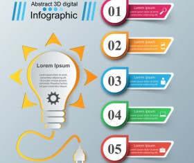 bulb abstract paper infographic vector