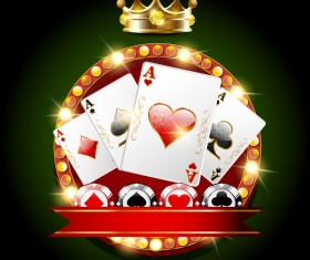 casino background with golden crown vector