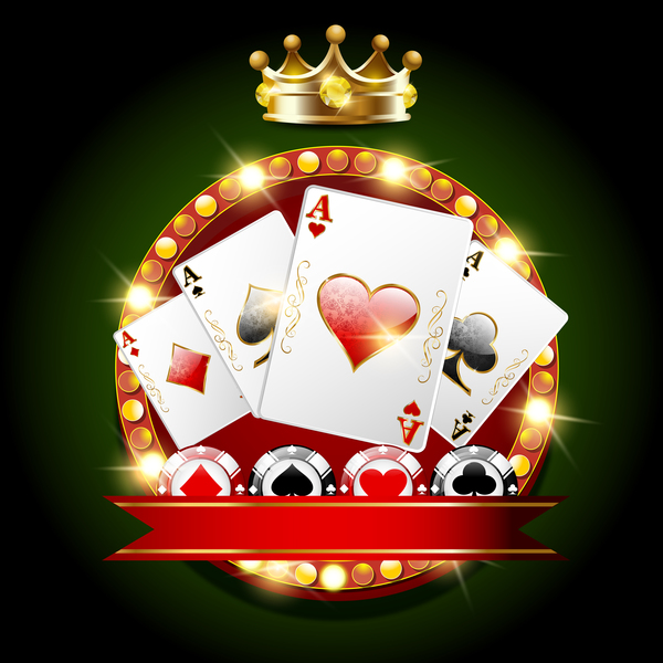 casino background with golden crown vector free download