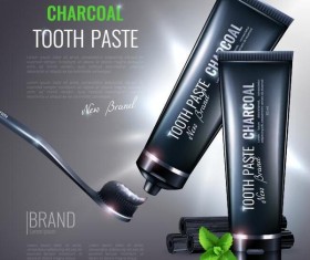 charcoal tooth paste poster template vector