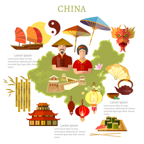 china travel with culture design vector