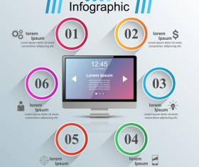 circle monitor infographic vector