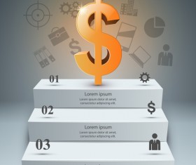 dollar three stair infographic vector