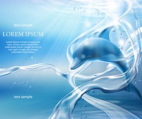 dolphin with water background vector