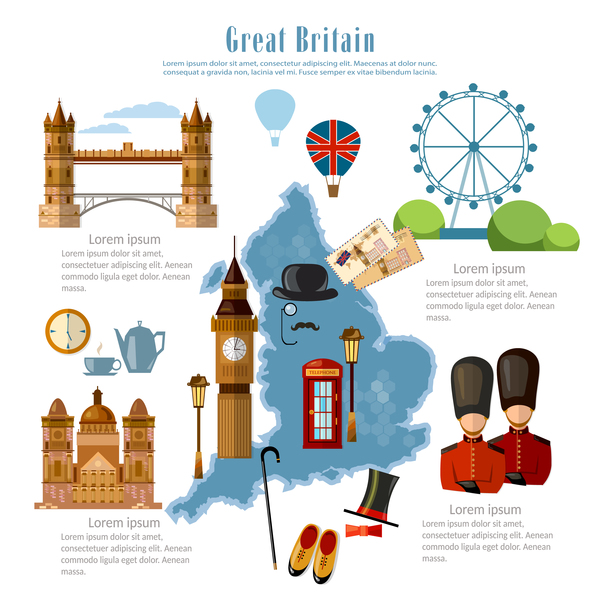 england travel with culture design vector