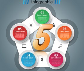 five circle infographic vector