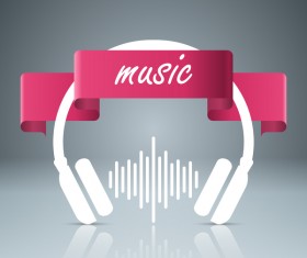 headphone with music vector