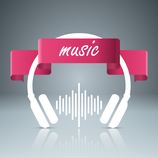 headphone with music vector