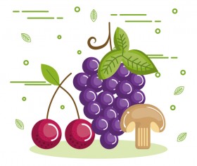 healthy fruit and mushroom vector