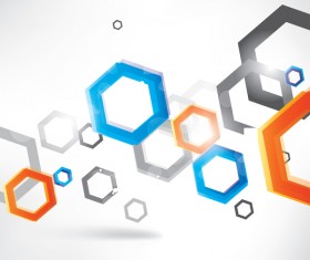 hexagon colored with abstract background vector