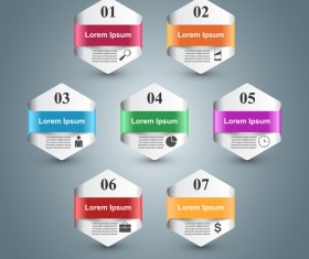 hexagon connect seven infographic vector