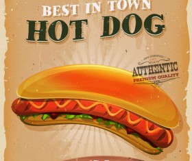 hot dog poster and flyer retro vector