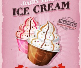 ice cream poster and flyer retro vector