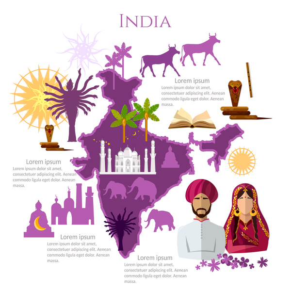 indians travel with culture design vector
