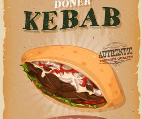 kebab sandwich poster and flyer retro vector