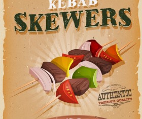 kebab skewers poster and flyer retro vector