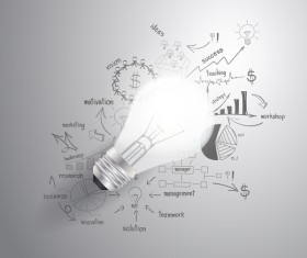 light bulb with infographic template vector 01