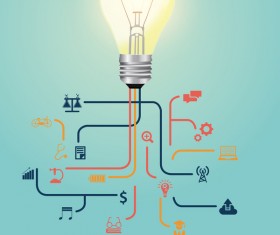 light bulb with infographic template vector 02