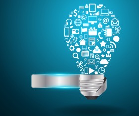 light bulb with infographic template vector 03